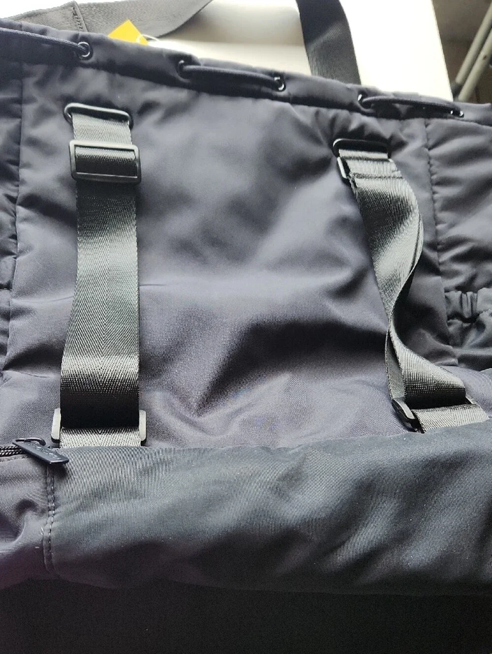 Beyond Yoga Black Duffel Tote with Drawstring and Zip Pocket